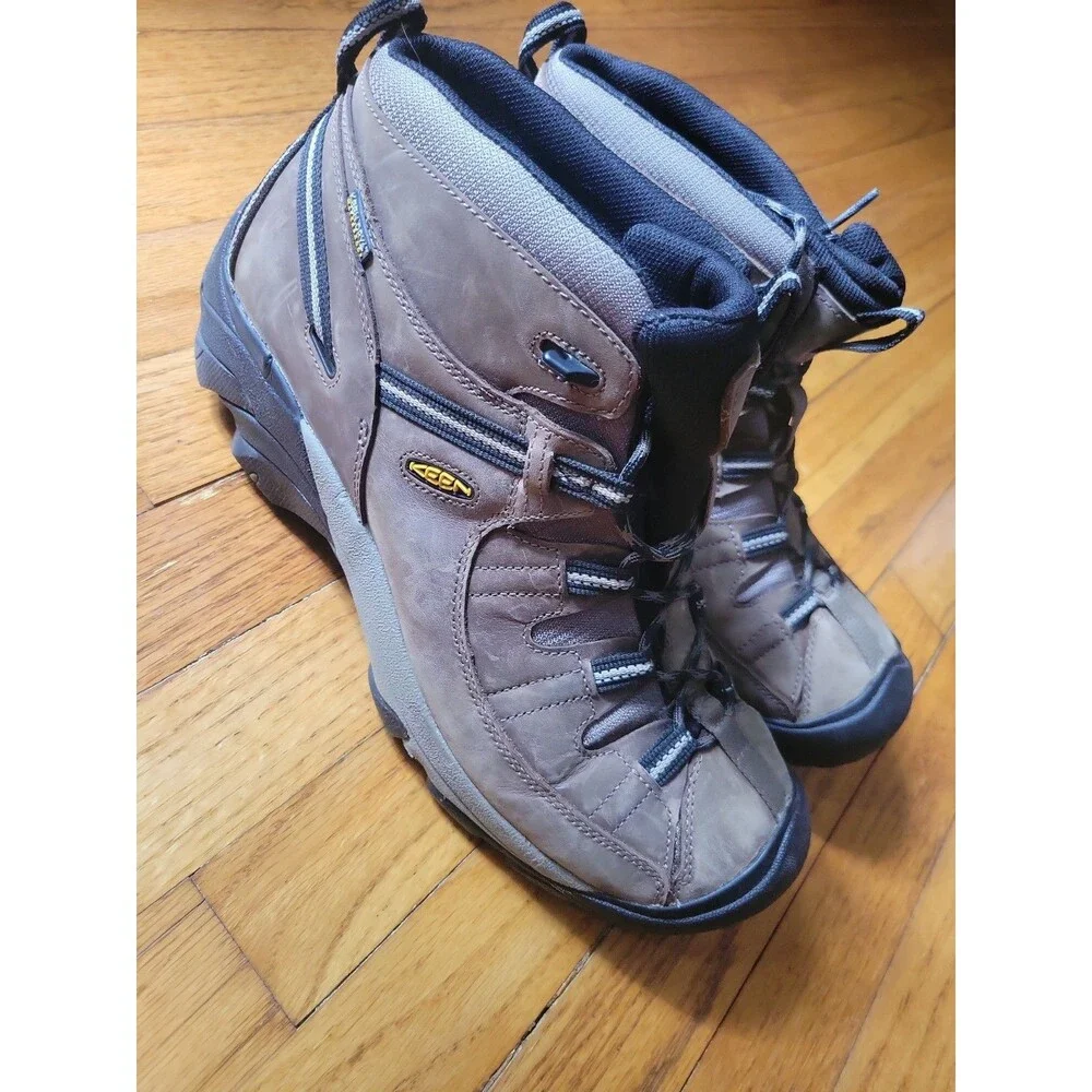 Mens 14 KEEN Targhee Mid Waterproof Brown Men's Hiking Boot Hike Work Outdoor